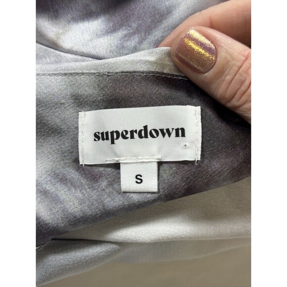 Superdown Krystal Slip Dress Grey White Tie Dye Small Adjustable Straps - Picture 7 of 16